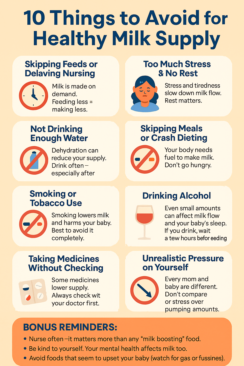 10 Things to avoid, for healthy milk supply